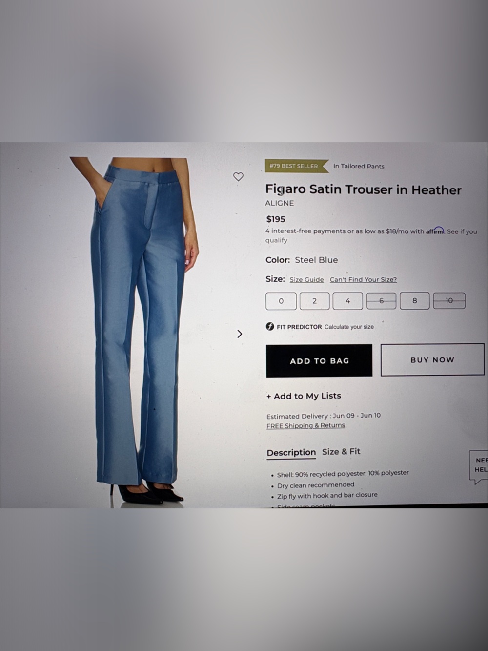 Figaro Satin Straight-Leg Jeans in Steel Blue